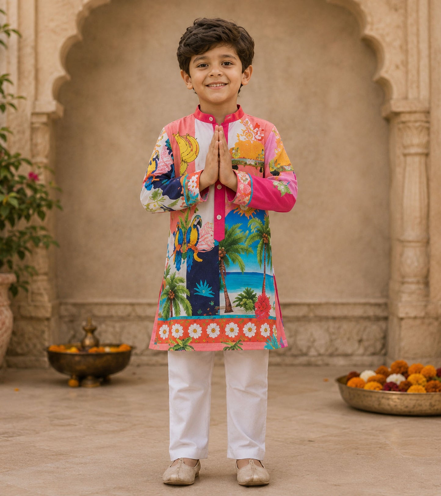 Azure Bloom Festive Pure Cotton Kurta Set