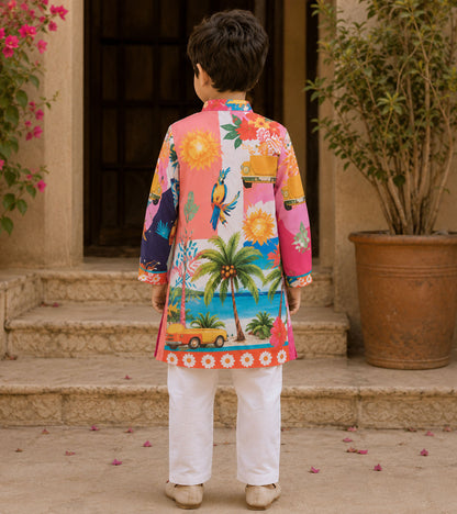 Azure Bloom Festive Pure Cotton Kurta Set