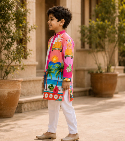 Azure Bloom Festive Pure Cotton Kurta Set