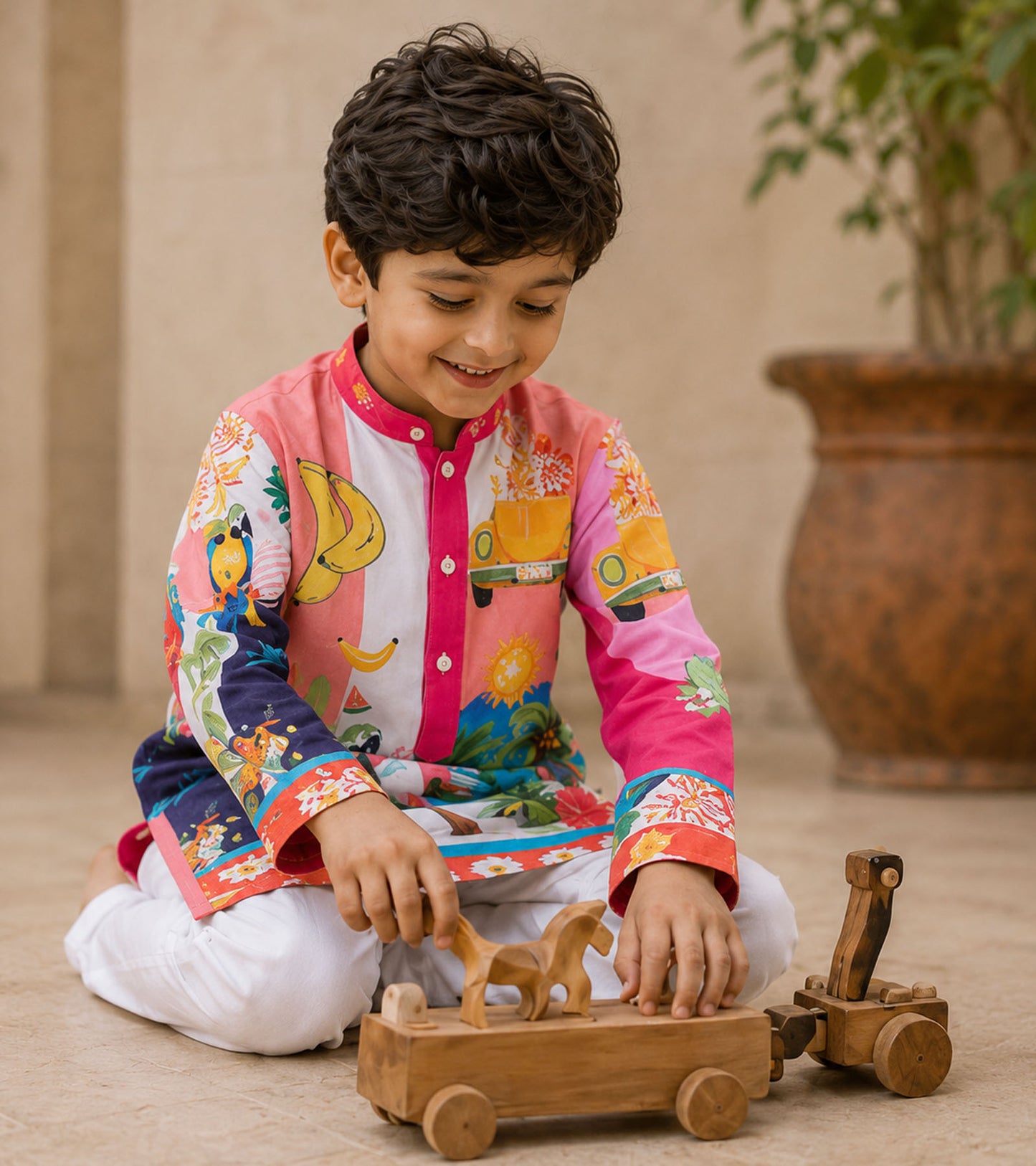 Azure Bloom Festive Pure Cotton Kurta Set