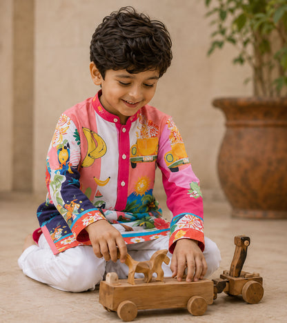 Azure Bloom Festive Pure Cotton Kurta Set