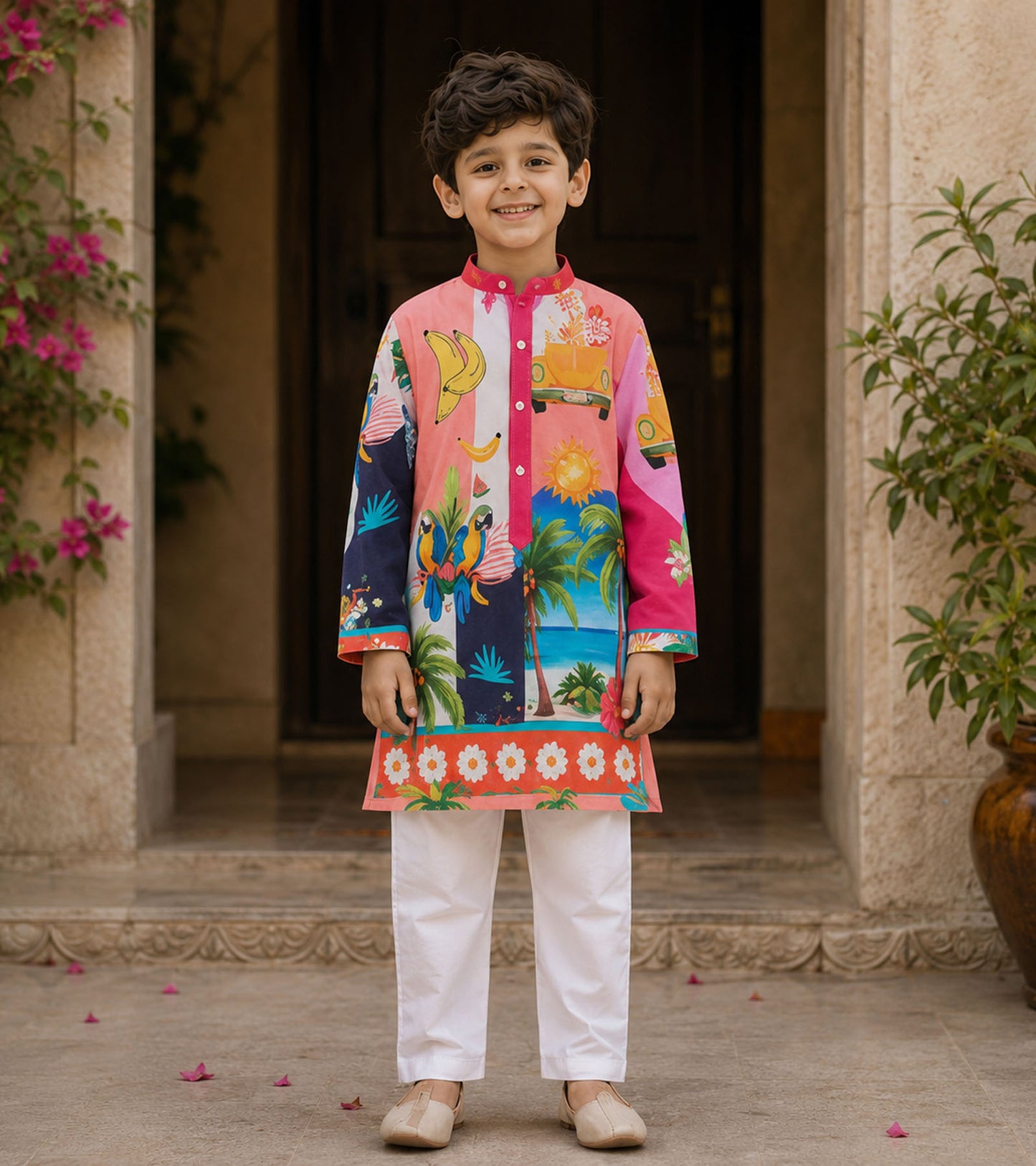 Azure Bloom Festive Pure Cotton Kurta Set