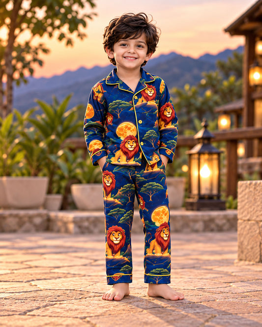Little Lion King Pure Cotton Printed Boys Nightsuit Set