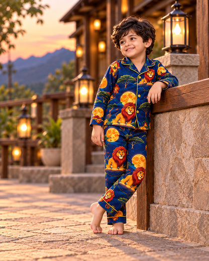 Little Lion King Pure Cotton Printed Boys Nightsuit Set