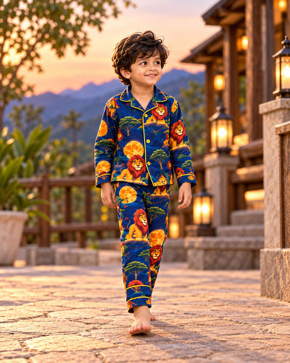 Little Lion King Pure Cotton Printed Boys Nightsuit Set