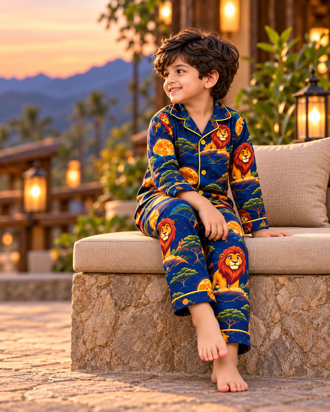 Little Lion King Pure Cotton Printed Boys Nightsuit Set
