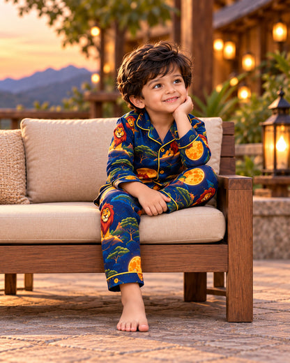 Little Lion King Pure Cotton Printed Boys Nightsuit Set