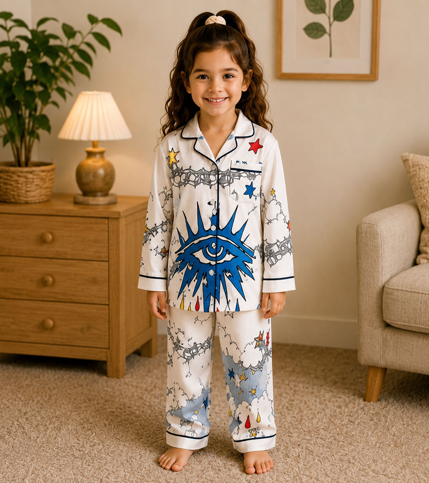 Little Nova  Printed Girls Pure Cotton Nightsuit Set