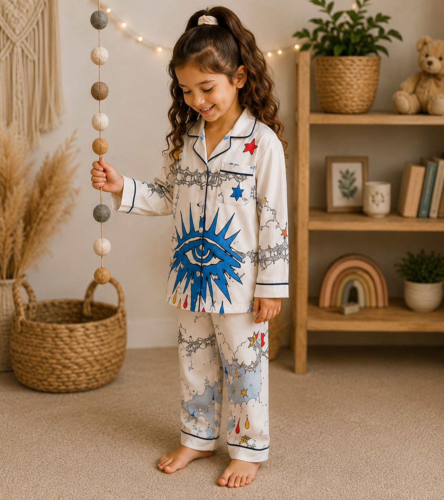 Little Nova  Printed Girls Pure Cotton Nightsuit Set