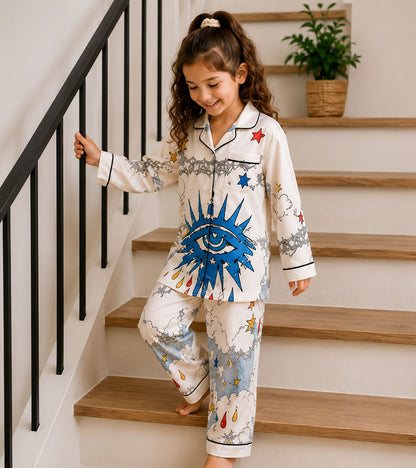 Little Nova  Printed Girls Pure Cotton Nightsuit Set