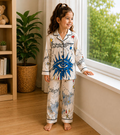 Little Nova  Printed Girls Pure Cotton Nightsuit Set