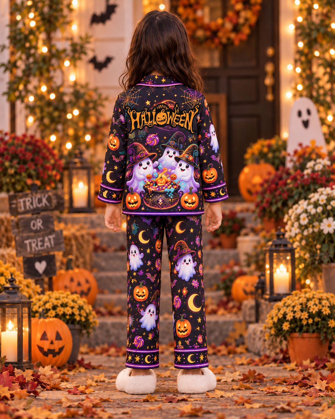 Little Ghosts Halloween Pure Cotton Printed Pajama Set