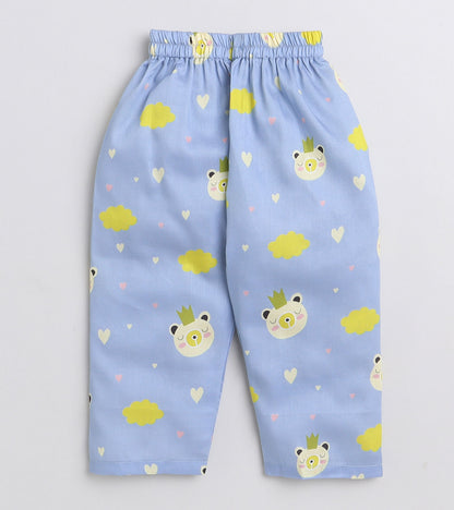 Love Cloud Printed Girls Night Suit Set