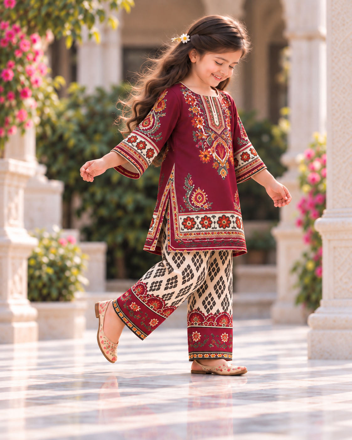 Maroon Folk Designer Ethnic Sets