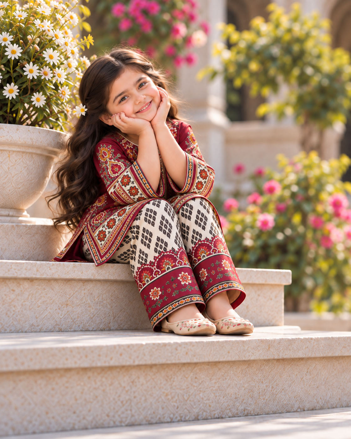 Maroon Folk Designer Ethnic Sets