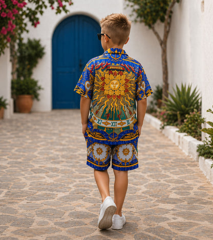 Mediterranean Royal Pure Cotton Luxe Co-ord Set For Boys