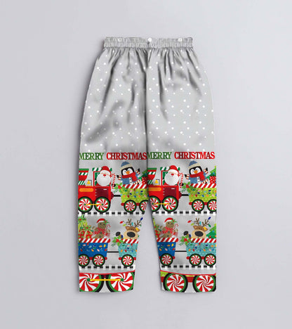 Merry Christmas Gift Pure Cotton Christmas Printed Nightsuit Set
