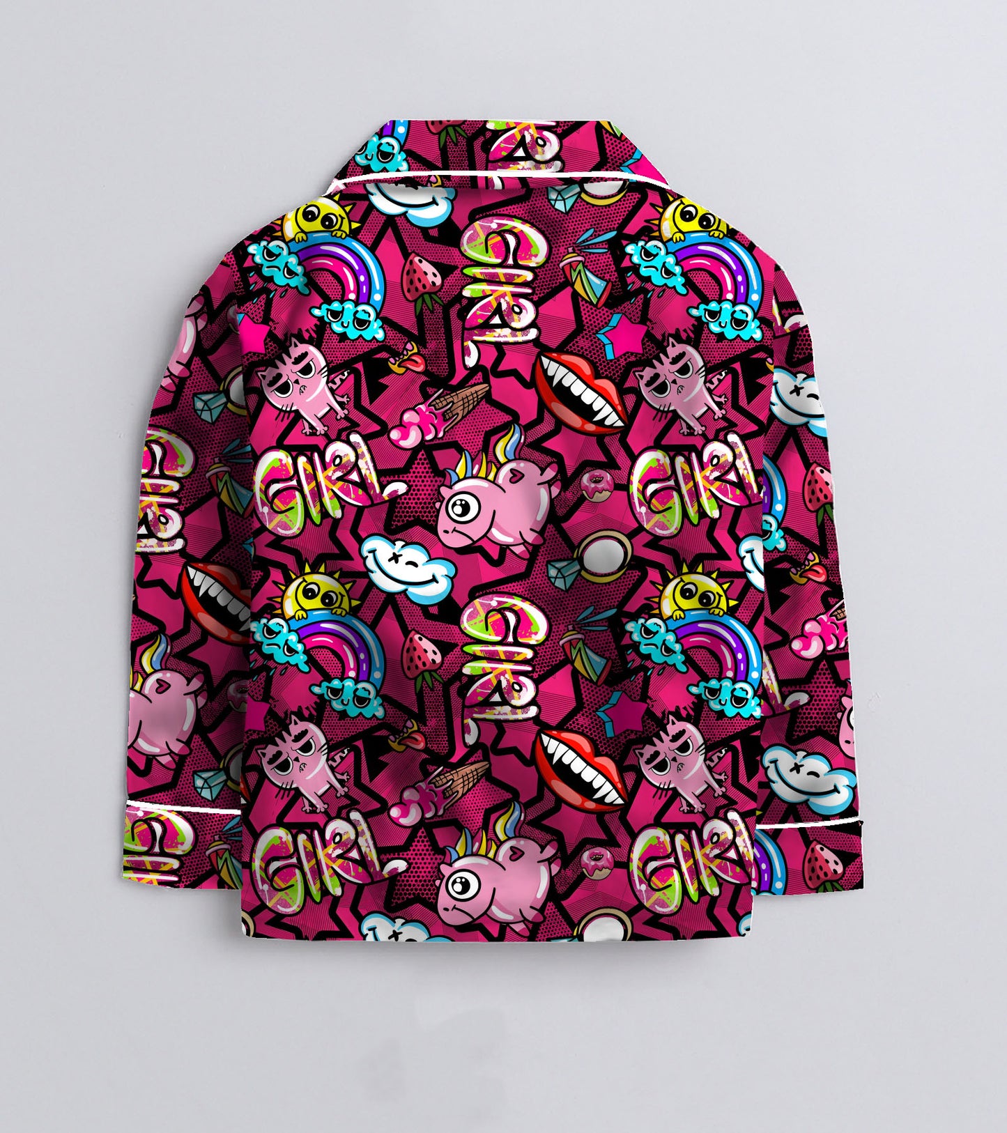 Girl Rainbow Printed Girls Pure Cotton Nightsuit Set