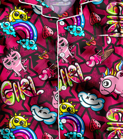 Girl Rainbow Printed Girls Pure Cotton Nightsuit Set