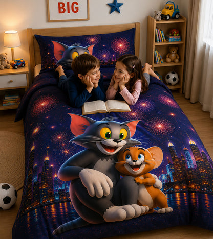 Midnight Cartoon Dreams Bedsheet Set