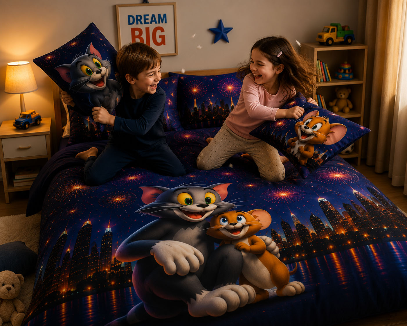 Midnight Cartoon Dreams Bedsheet Set