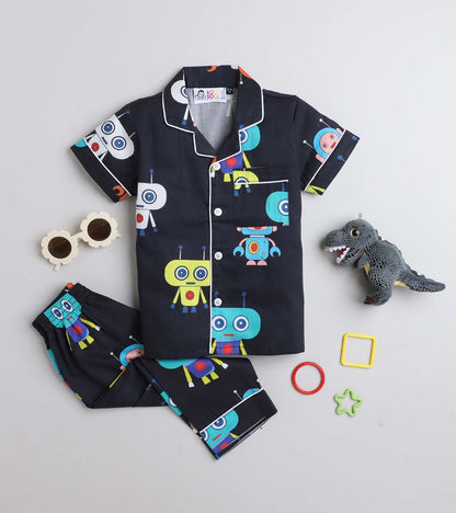 Mini Robot Night Suit Set Half Sleeve