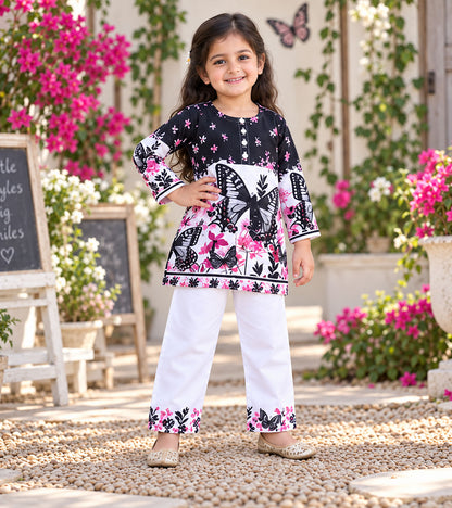 Moonlit Butterfly Girls Pyjama Kurta Set