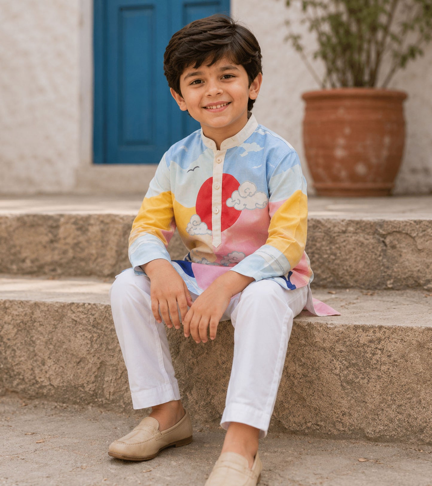 Mountain Sky Festive Pure Cotton Kurta Set
