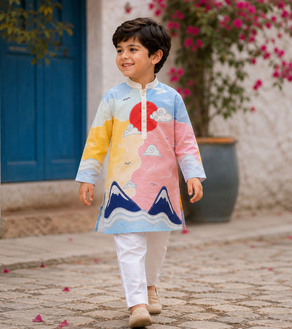 Mountain Sky Festive Pure Cotton Kurta Set
