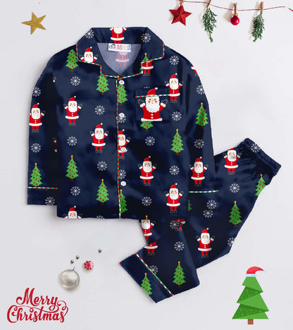 Nevy Santa Pure Cotton Christmas Printed Nightsuit Set