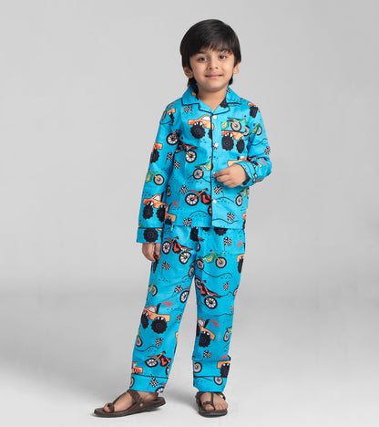 Road Truck Racking Printed Night Suit Set