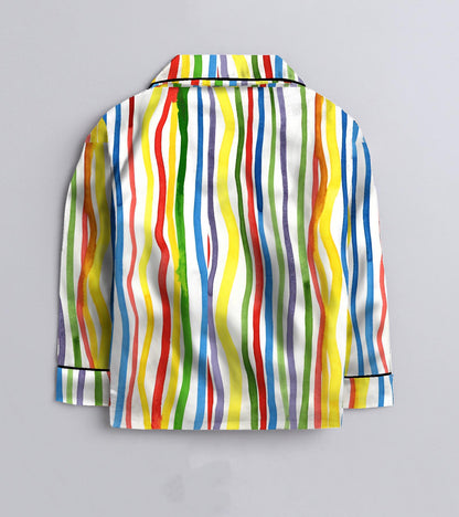 Paint Stripe Pure Cotton Printed Nightsuit Set