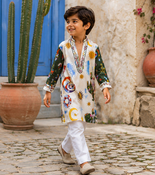 Sunburst Oasis Paisley Grove Festive Pure Cotton Kurta Set