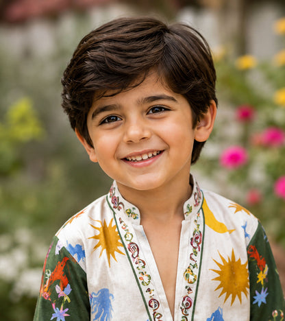 Sunburst Oasis Paisley Grove Festive Pure Cotton Kurta Set