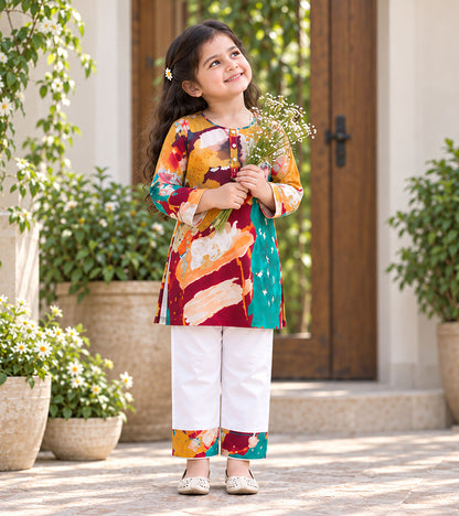 Palette Pop Girls Pyjama Kurta Set