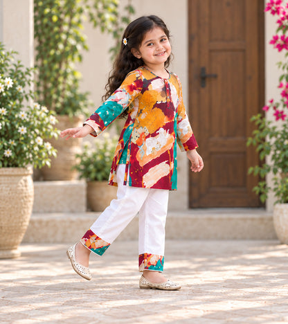 Palette Pop Girls Pyjama Kurta Set