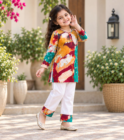Palette Pop Girls Pyjama Kurta Set