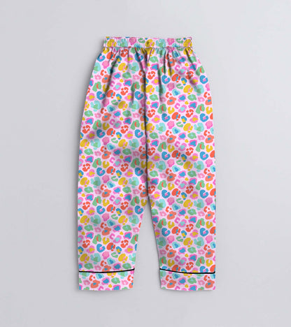 Pink Animal Skin Printed Girls Pure Cotton Nightsuit Set