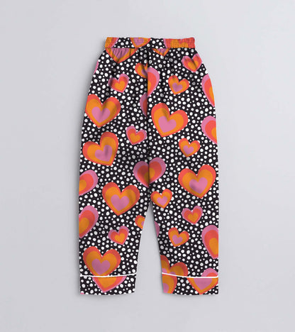 Polka Love Printed Girls Pure Cotton Nightsuit Set