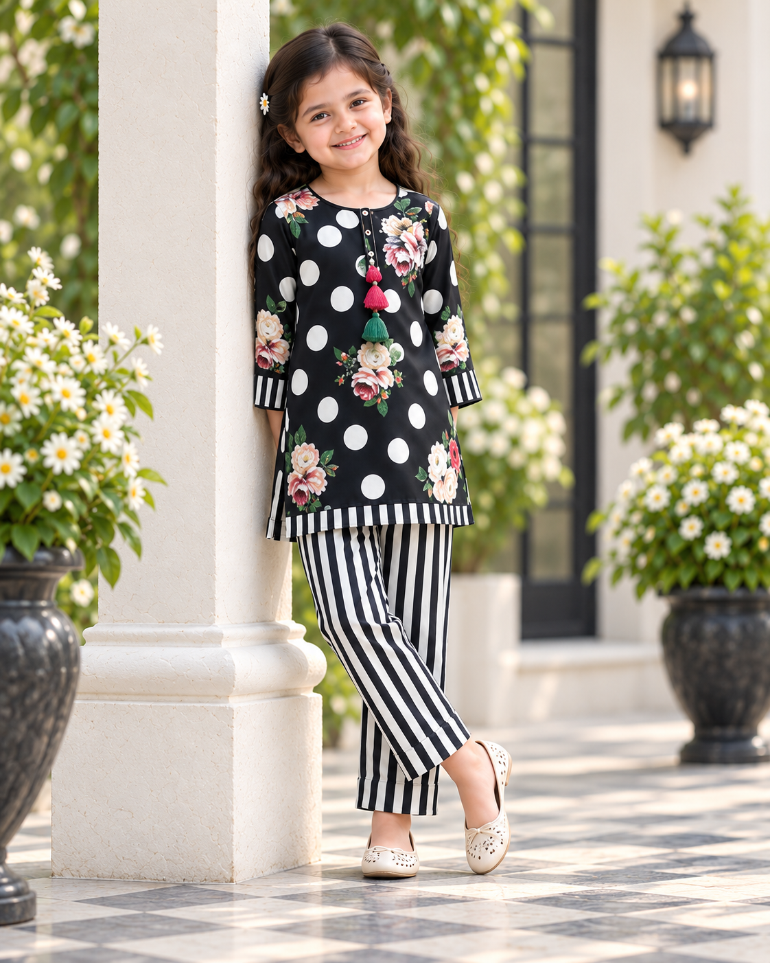 Polka Rose Girls Pyjama Kurta Set