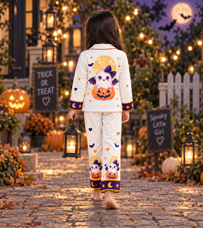 Pumpkin Boo Halloween Pure Cotton Printed Pajama Set
