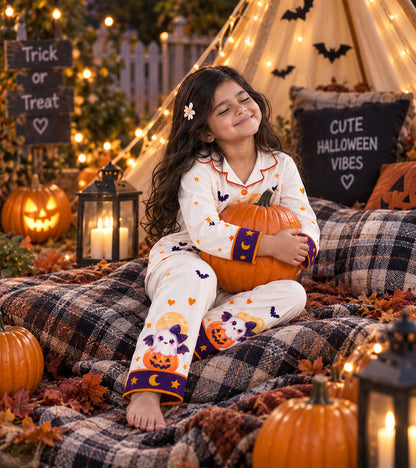 Pumpkin Boo Halloween Pure Cotton Printed Pajama Set