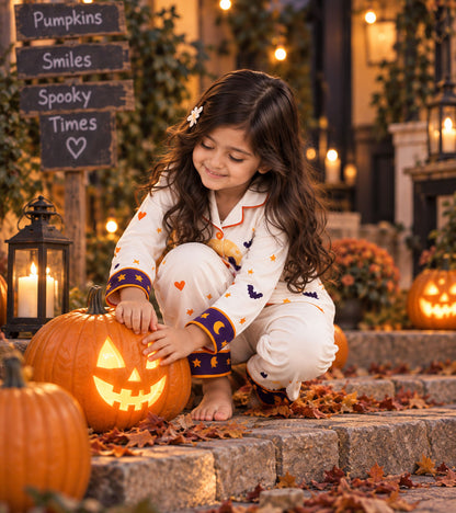 Pumpkin Boo Halloween Pure Cotton Printed Pajama Set