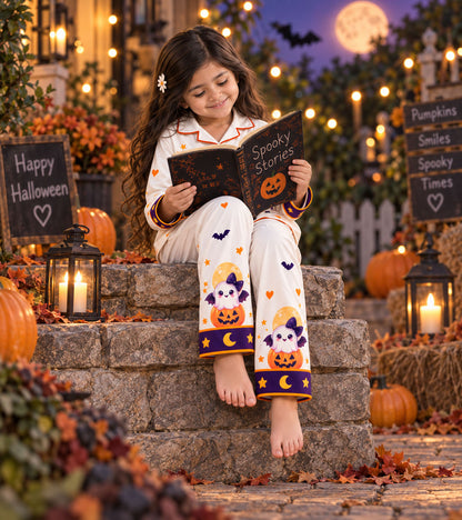 Pumpkin Boo Halloween Pure Cotton Printed Pajama Set