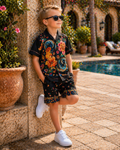 Evening Bloom Pure Cotton Luxe Co-ord Set For Boys