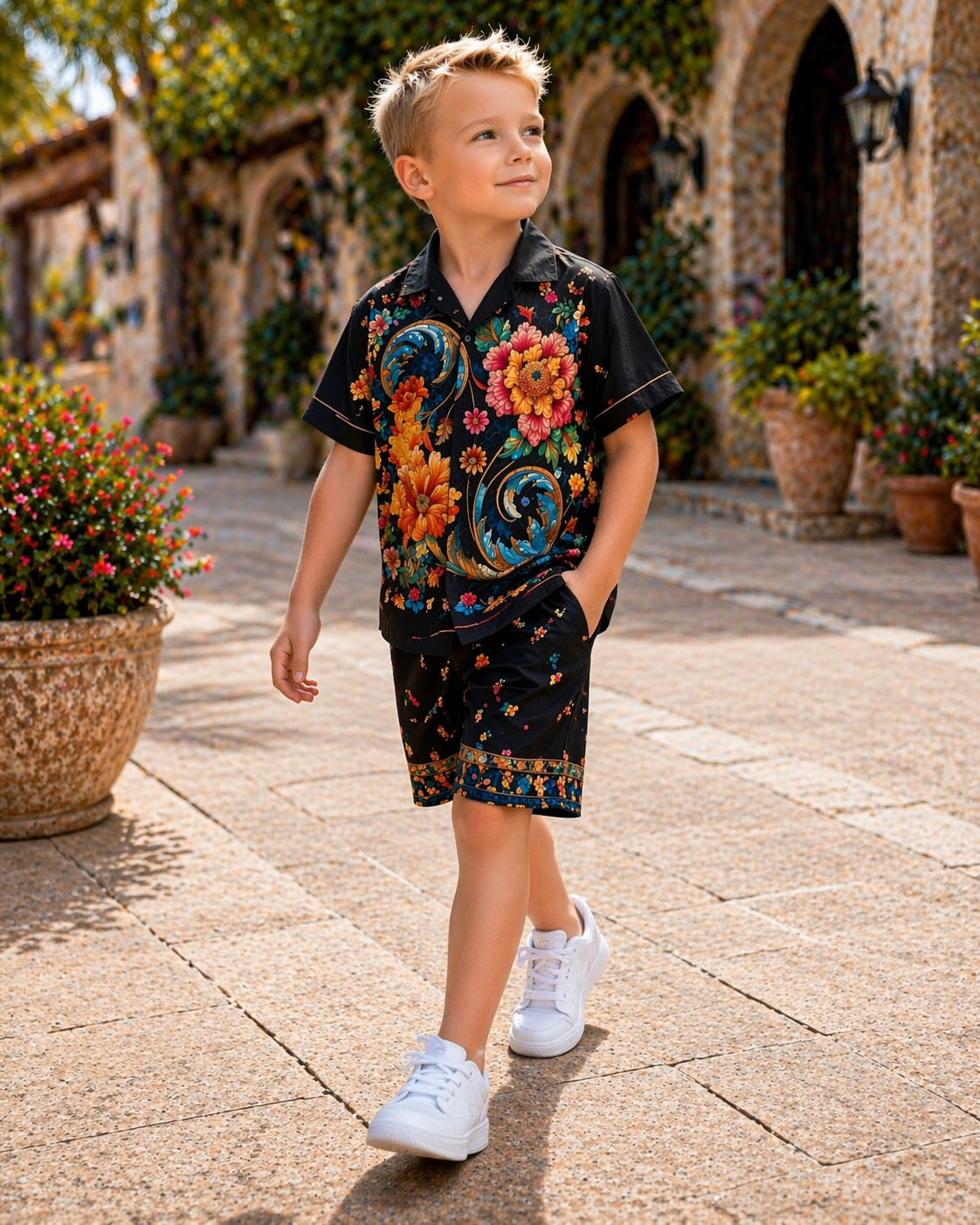 Evening Bloom Pure Cotton Luxe Co-ord Set For Boys
