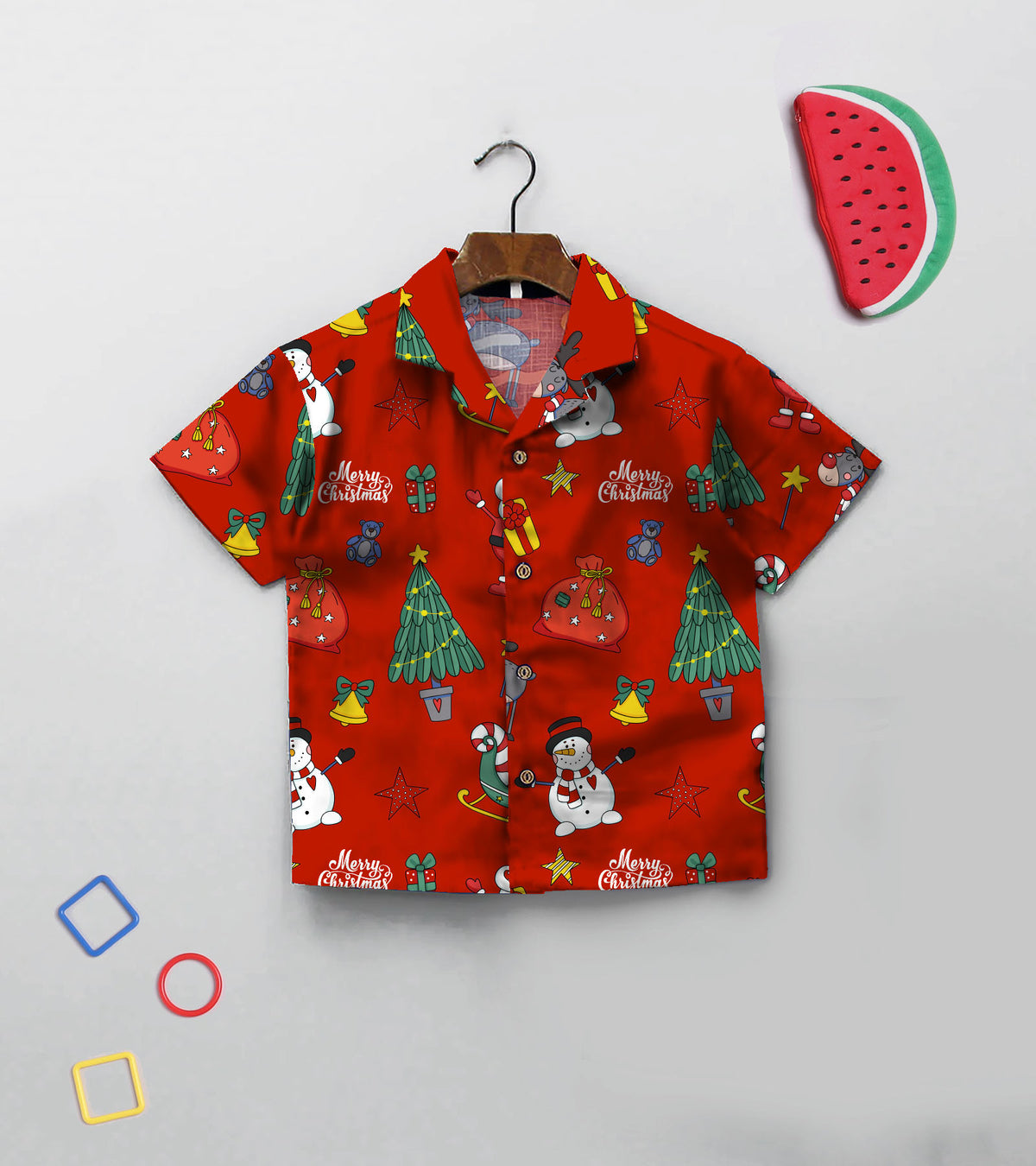 Red Ground Christmas Printed Boys Co ord Set
