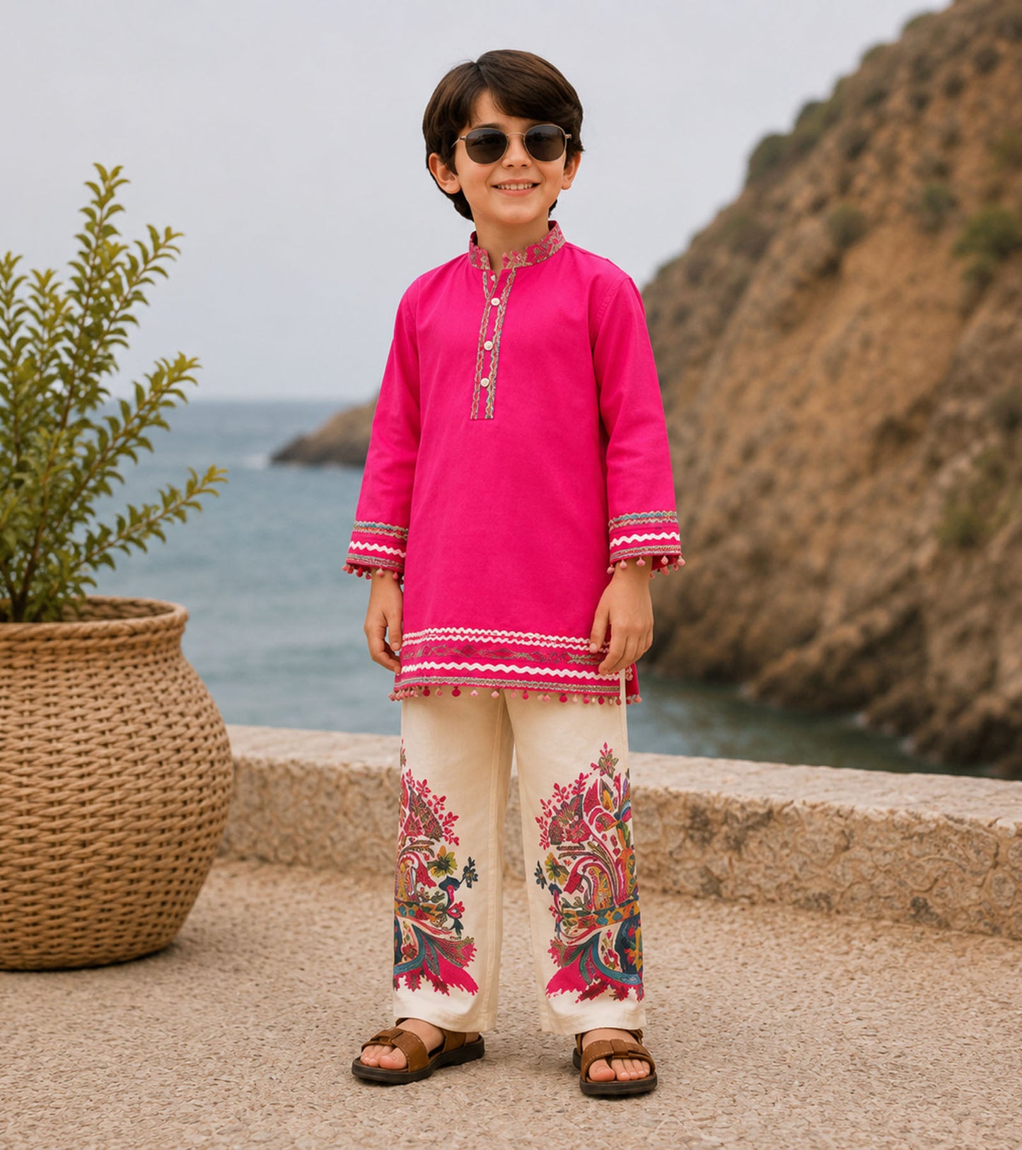 Regal Fuchsia Festive Pure Cotton Kurta Set