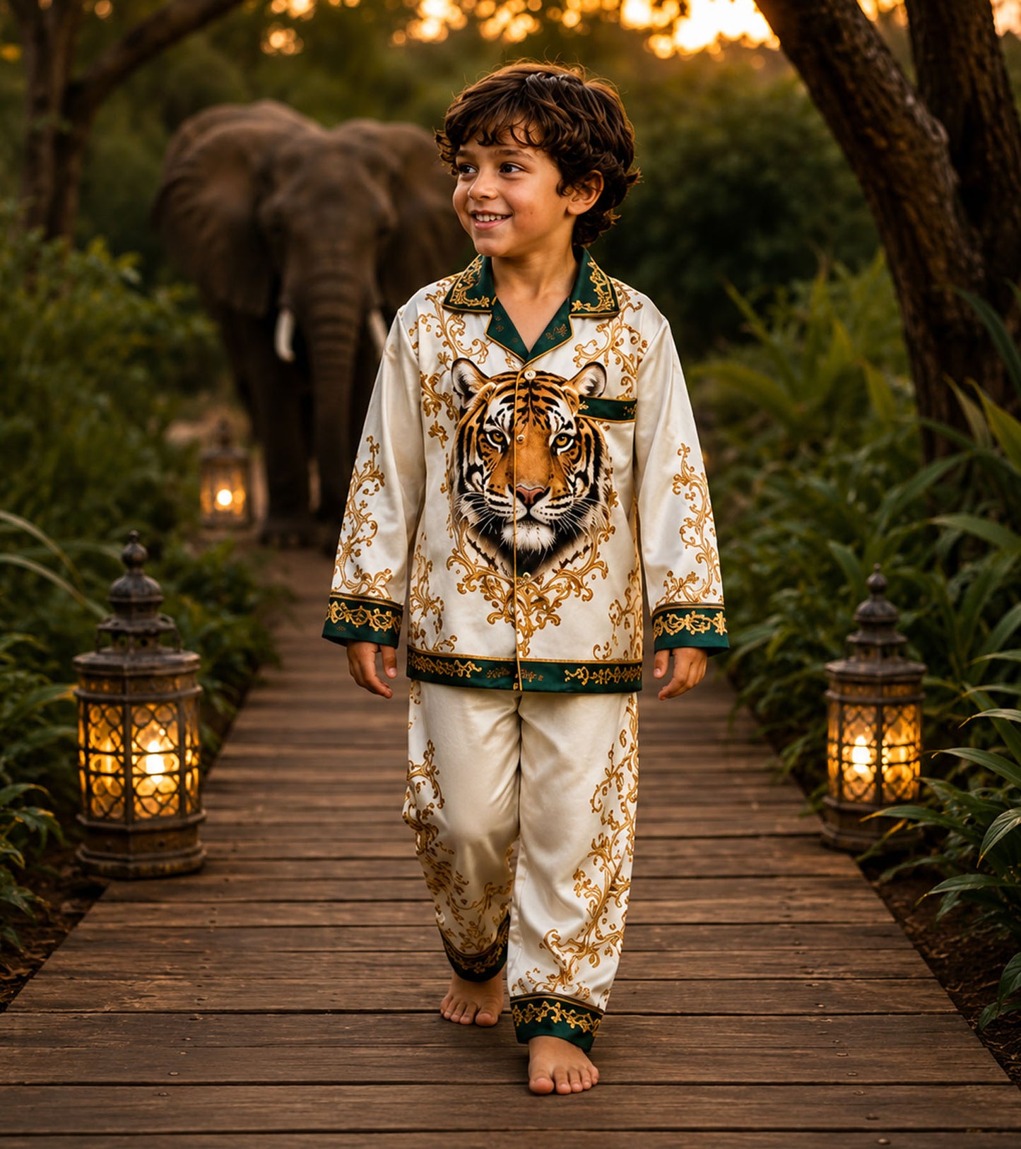 Tiger Kingdom Luxe Pure Cotton Printed Nightsuit Set