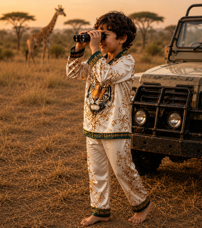 Tiger Kingdom Luxe Pure Cotton Printed Nightsuit Set